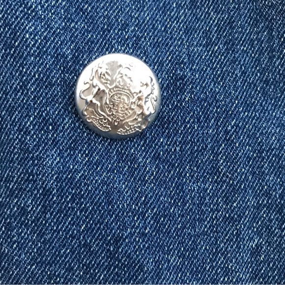 500 Maison Cinqcent Blue Denim Puff Sleeve Blazer Crop XL Jacket - Picture 6 of 16